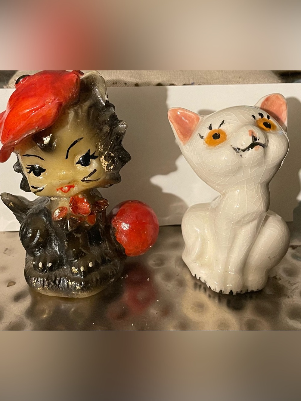Vintage Mid-Century Anthropomorphic Cat Figurines - Set of 2